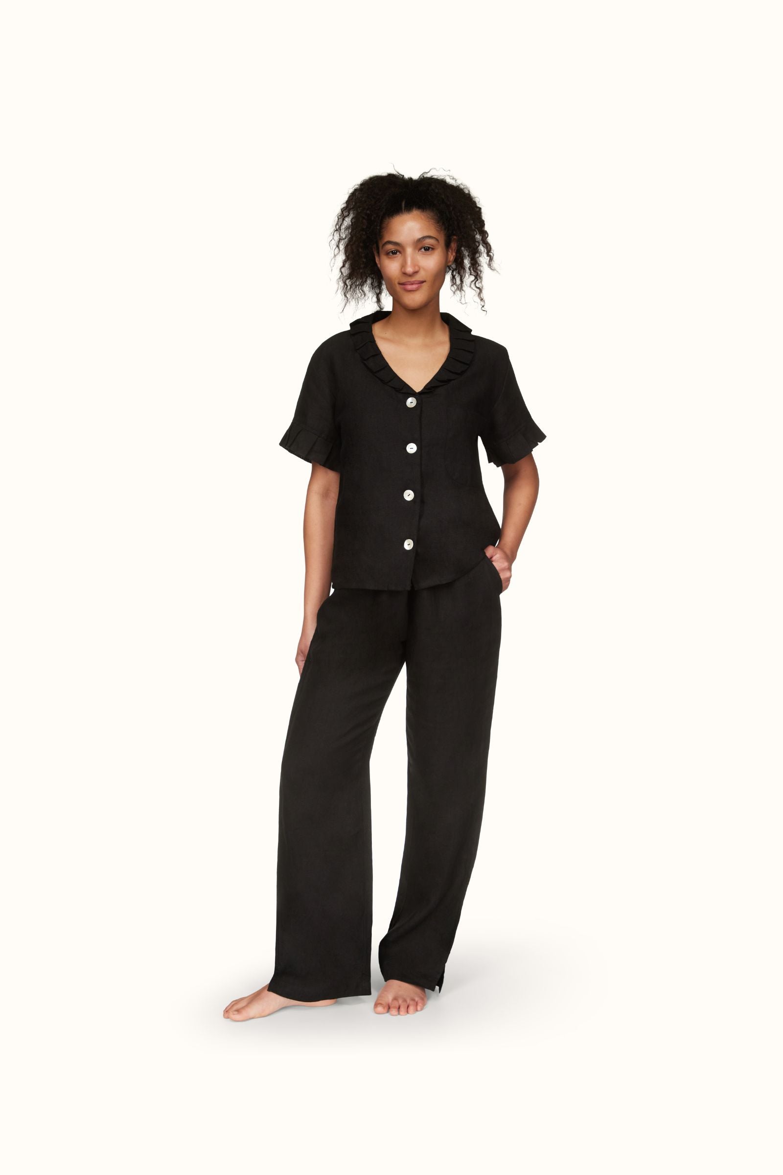The Lavinia ~ Black Linen Pyjama Trousers