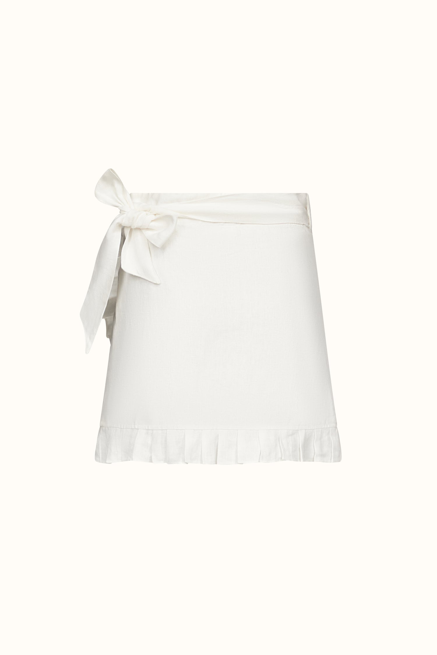 The Monica ~ White Linen Mini Wrap Skirt