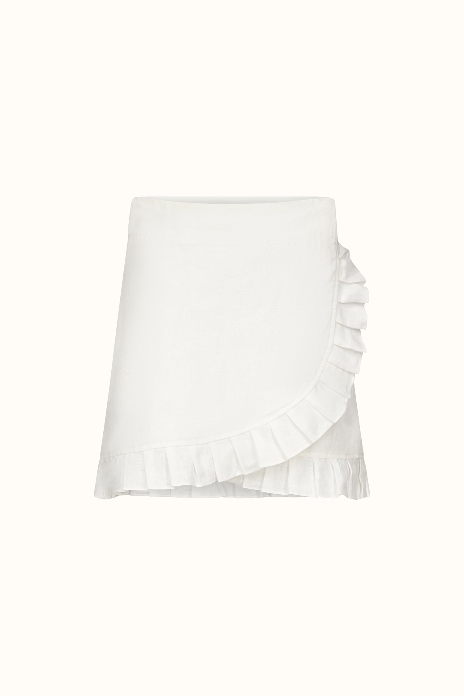 The Monica ~ White Linen Mini Wrap Skirt