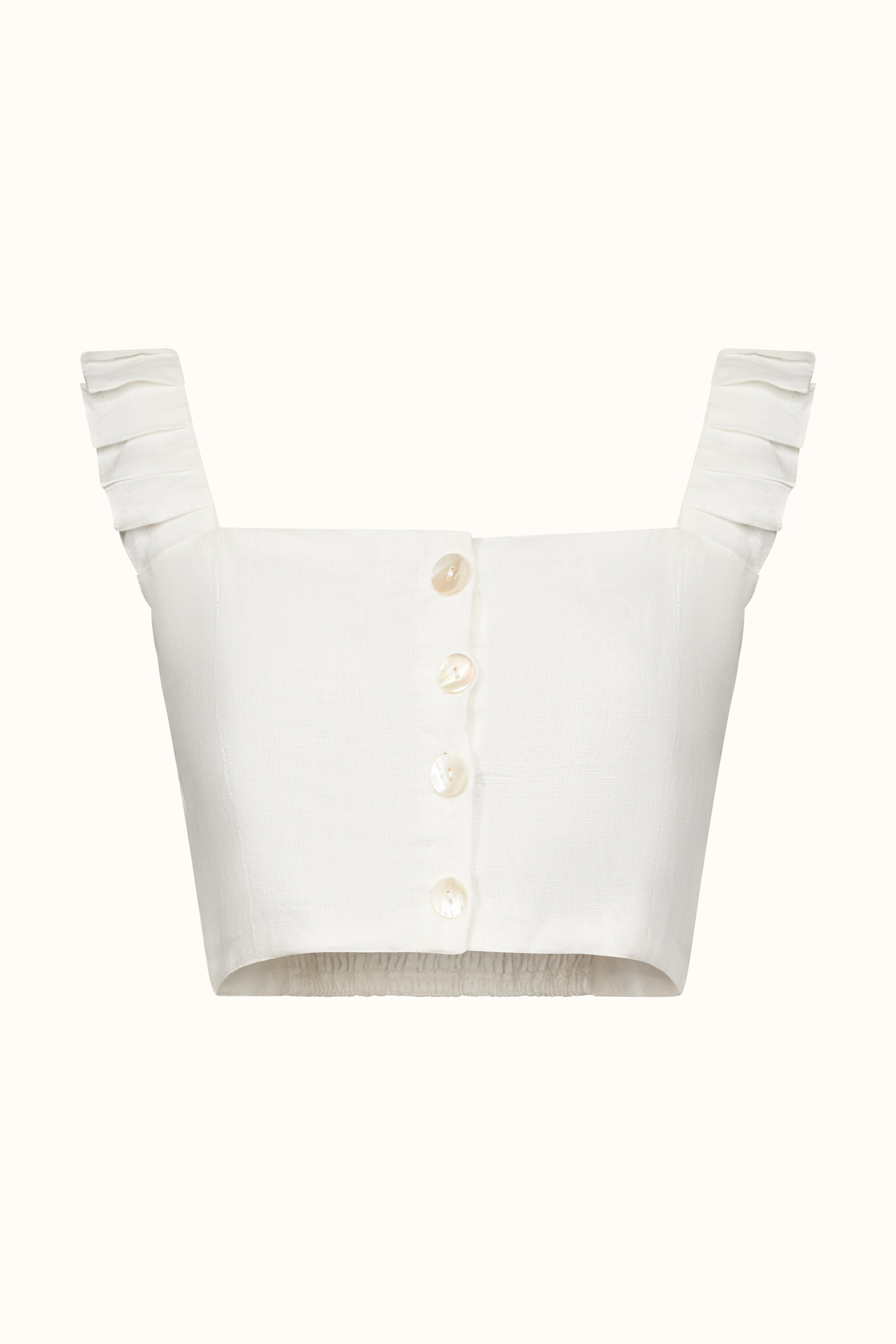 The Copelia ~ White Linen Frill Crop Top