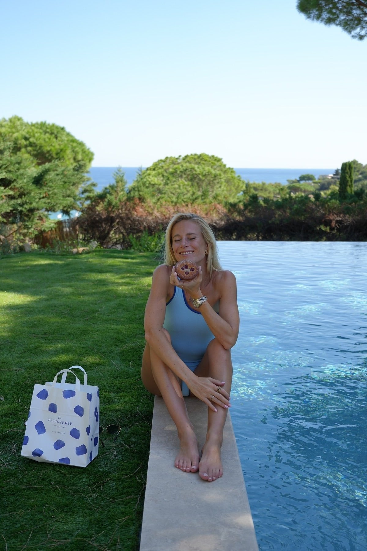 The Blue Terry Asymmetrical Swimsuit ~ Reversible