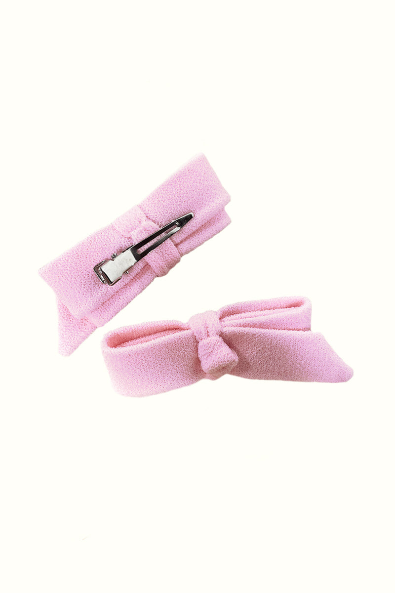 The Mini Red Terry Bow Clip Set