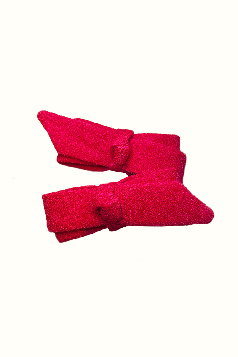 The Mini Red Terry Bow Clip Set