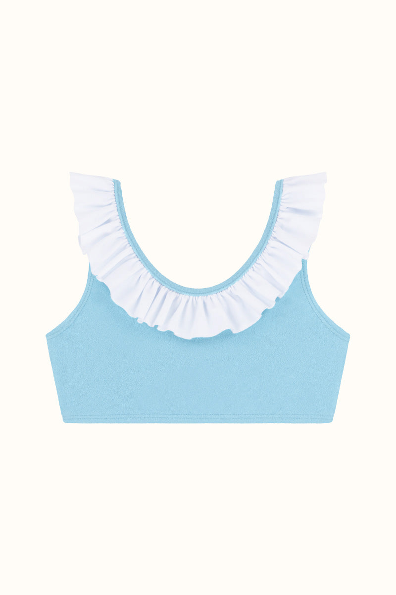 The Mini Blue Terry Frill Top