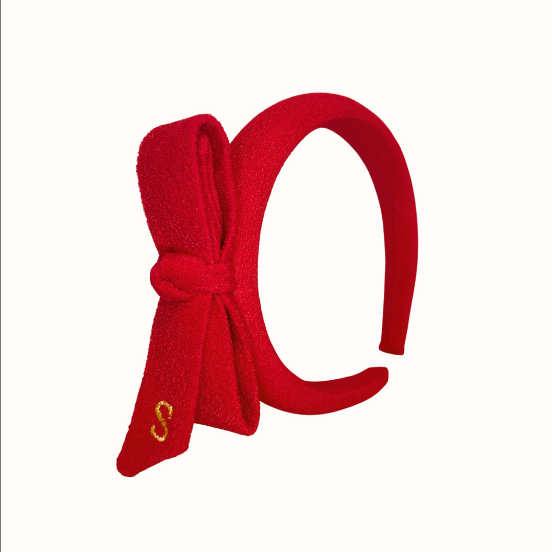 The Red Terry Bow Headband