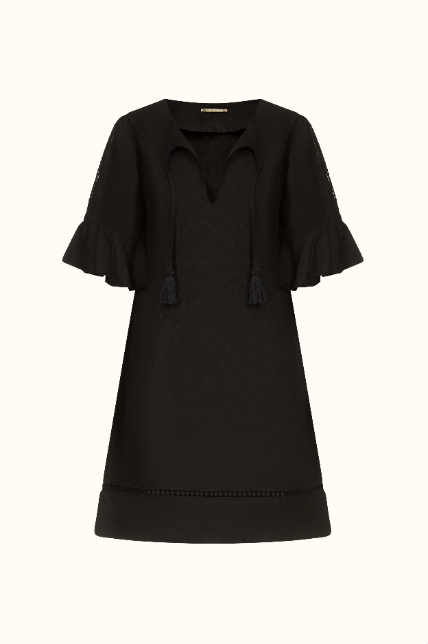 The Alicia Linen Dress ~ Black