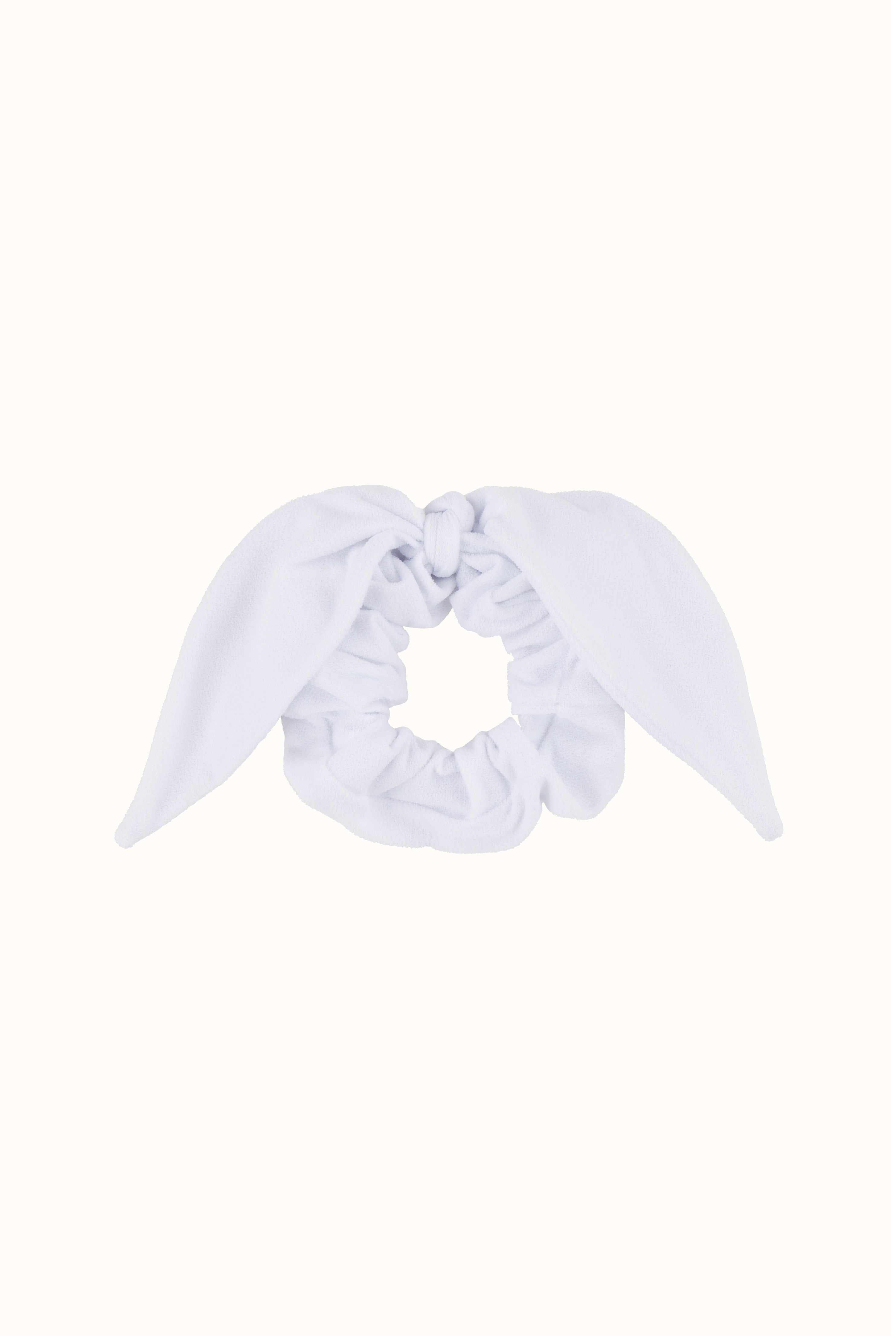 The White Terry Bow Scrunchie