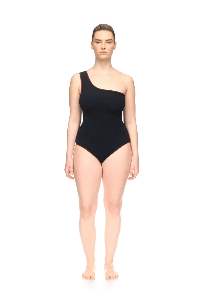 The Coco Terry Asymmetrical Swimsuit ~ Reversible Talia Collins