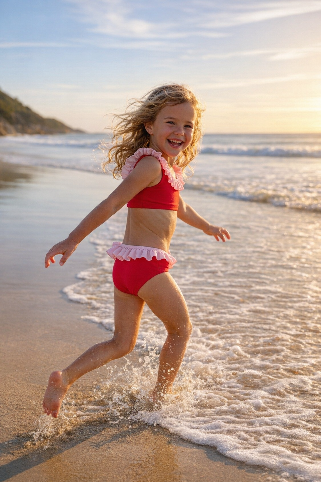 The Mini Red Terry Frill Top