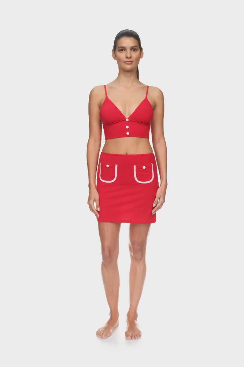 The Red Terry Pocket Skirt