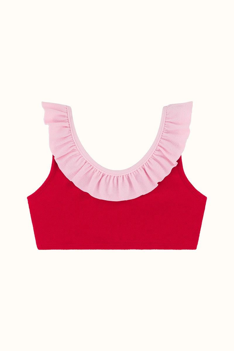 The Mini Red Terry Frill Top