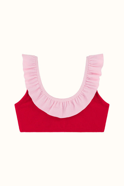 The Mini Red Terry Frill Top