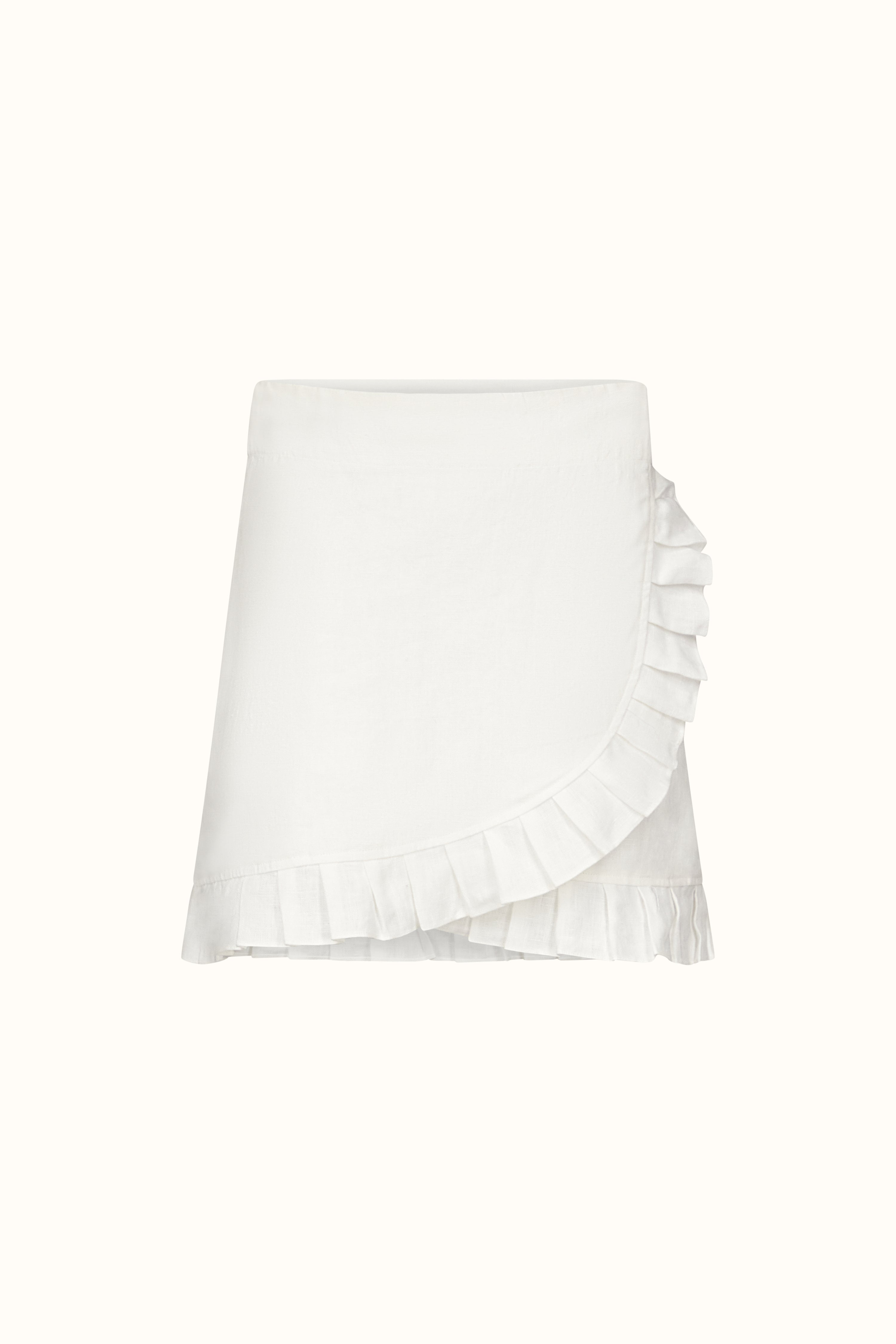 The Monica ~ White Linen Mini Wrap Skirt