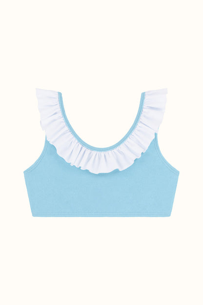 The Mini Blue Terry Frill Top