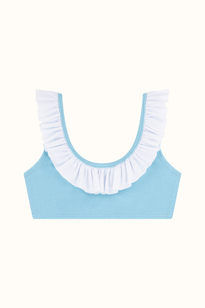 The Mini Blue Terry Frill Top