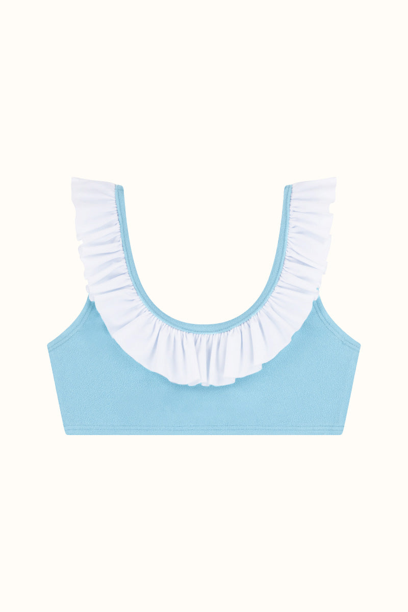 The Mini Blue Terry Frill Top