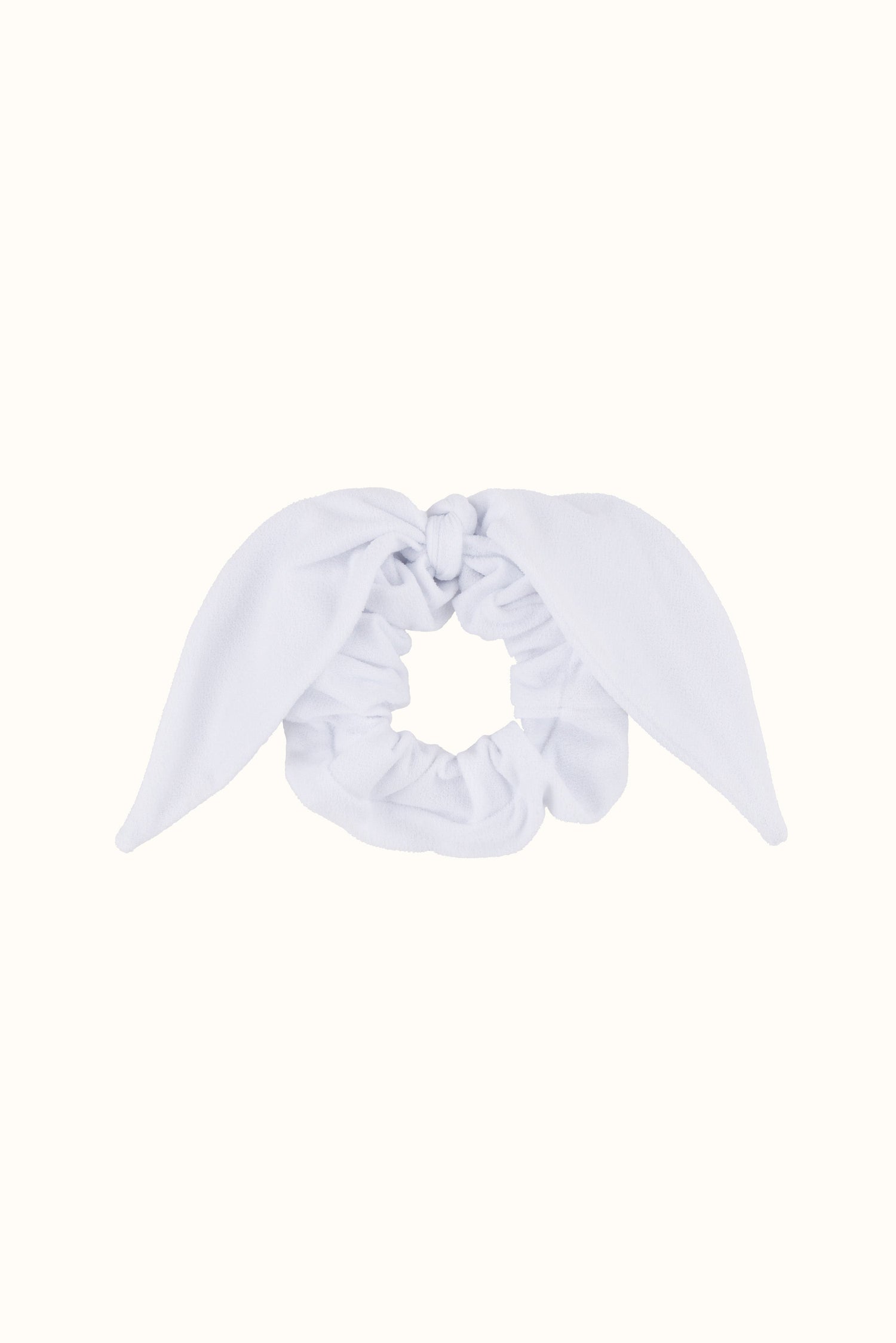 The White Terry Bow Scrunchie