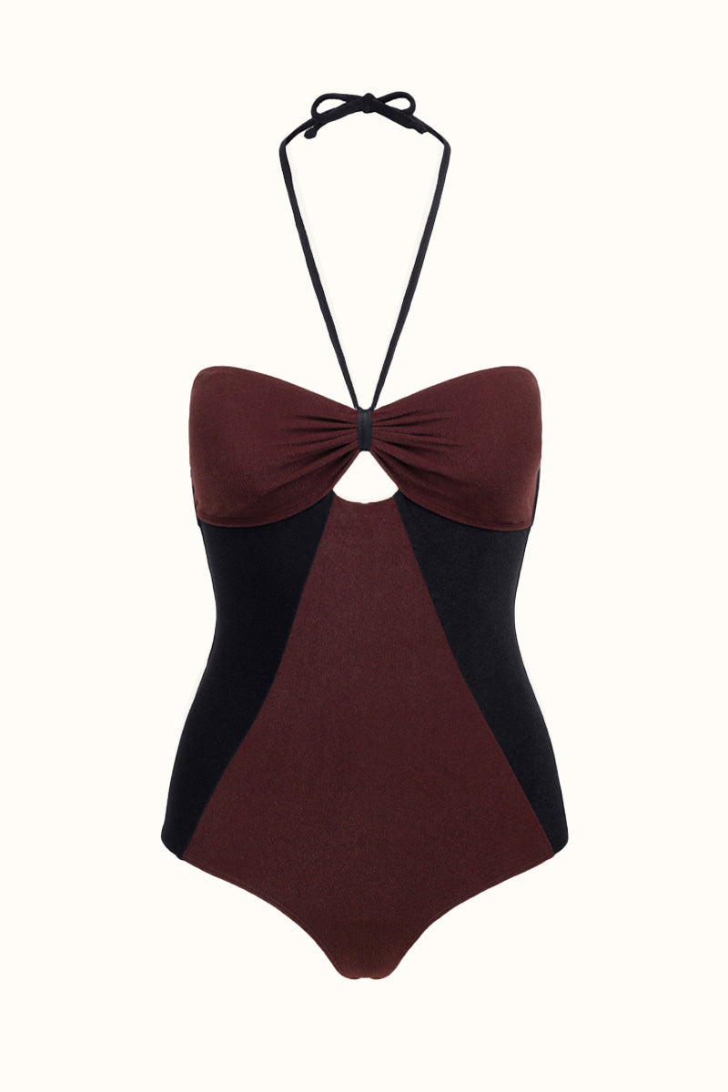 The Coco Terry Strapless Swimsuit ~ Colourblock