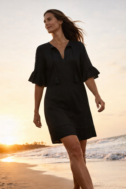 The Alicia Linen Dress ~ Black