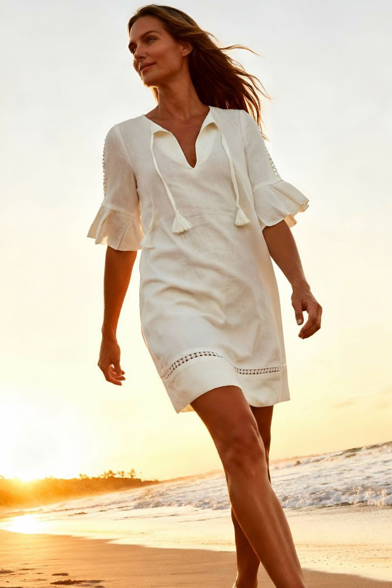 The Alicia Linen Dress ~ White