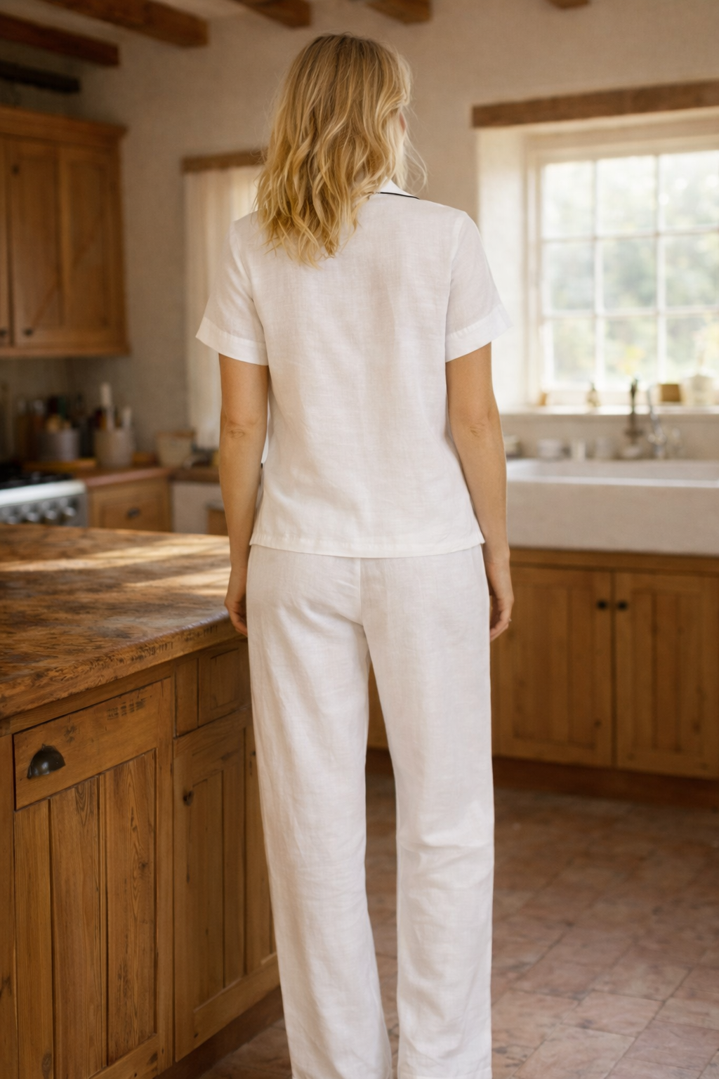 The Lavinia ~ White Linen Pyjama Trousers