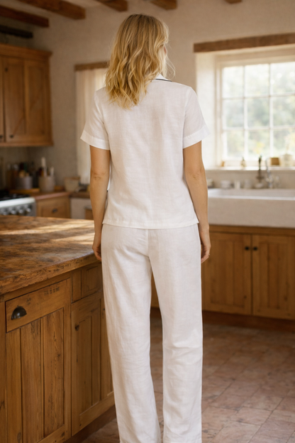 The Lavinia ~ White Linen Pyjama Trousers