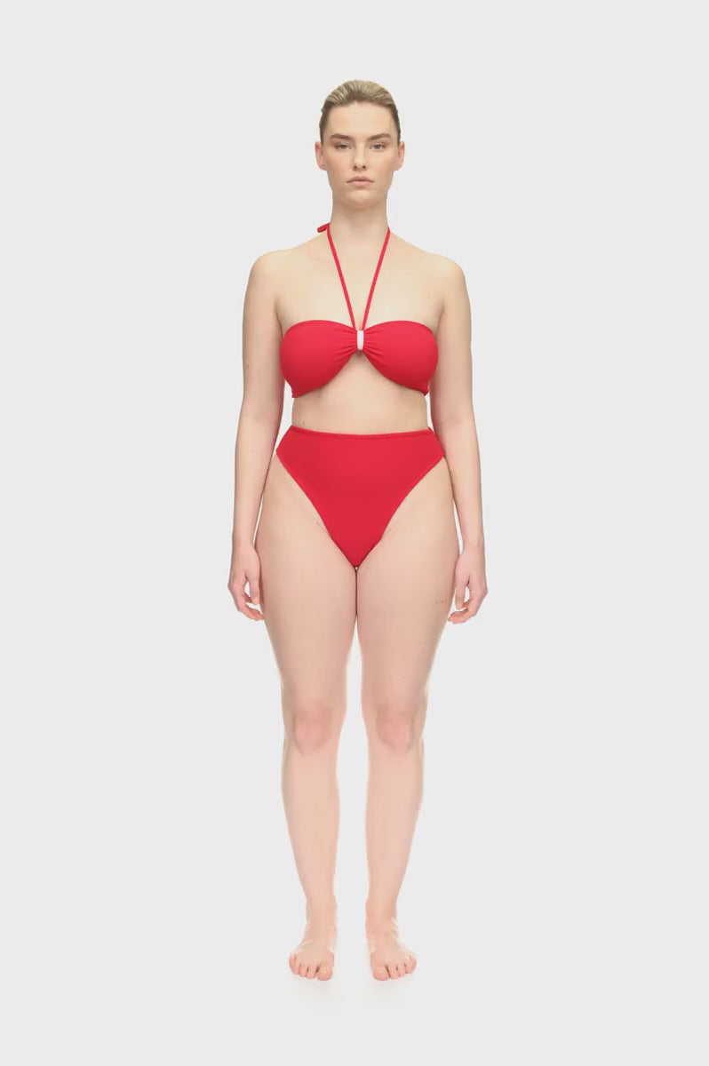 The Red Terry Strapless Top