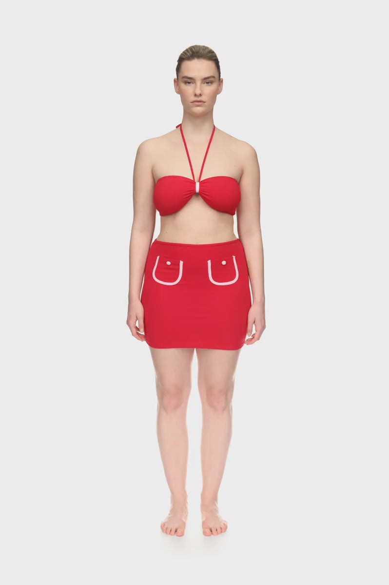 The Red Terry Pocket Skirt