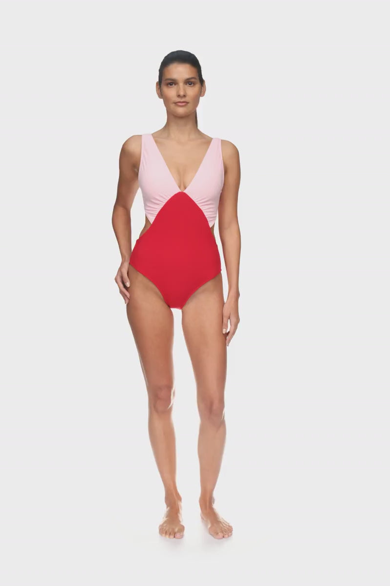 The Red Terry Kate Swimsuit ~ Colourblock