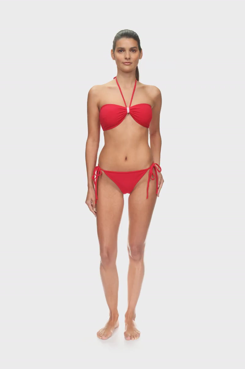 TAHITI Textured Bralette Bikini Top - Bright Red