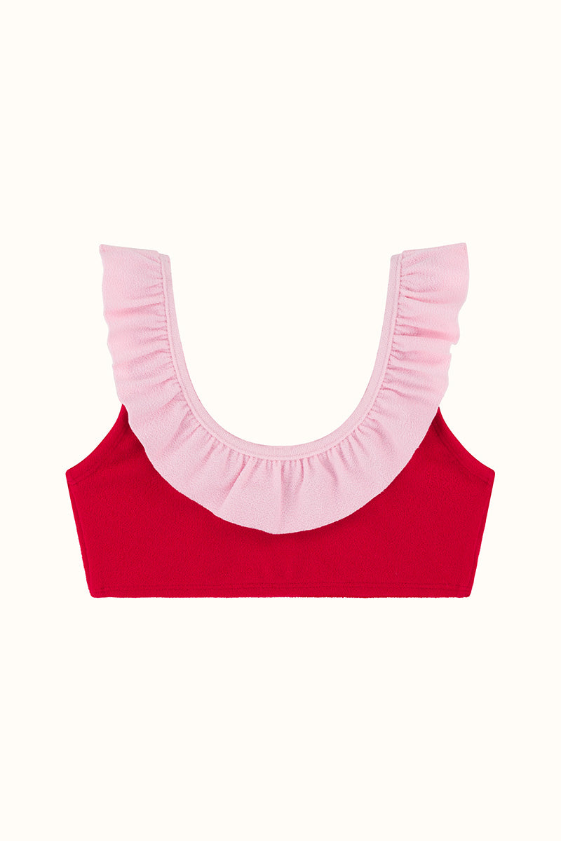 The Mini Red Terry Frill Top