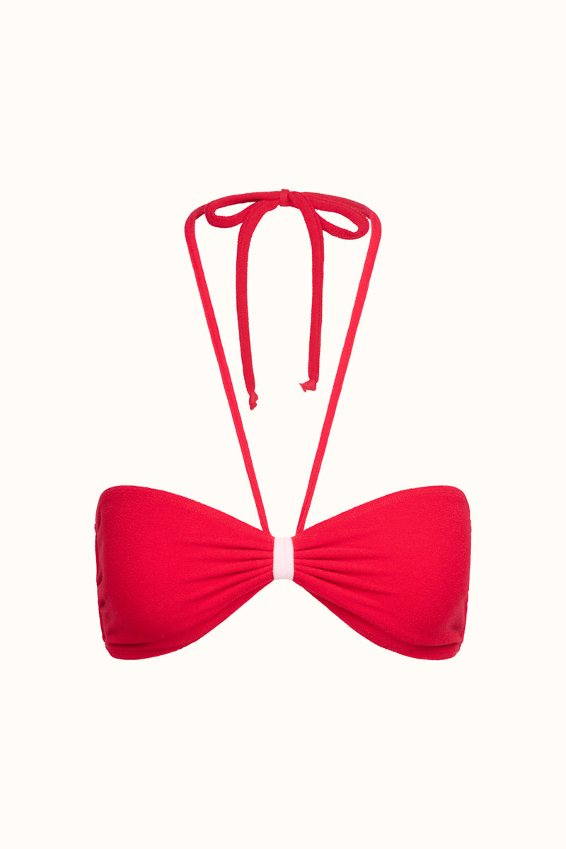 The Red Terry Strapless Top